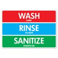Signmission Public Safety, 36" Height, Decal, 24" x 36", Wash Rinse Sanitize Signs, Wash Rinse Sanitize Signs OS-NS-D-2436-25590